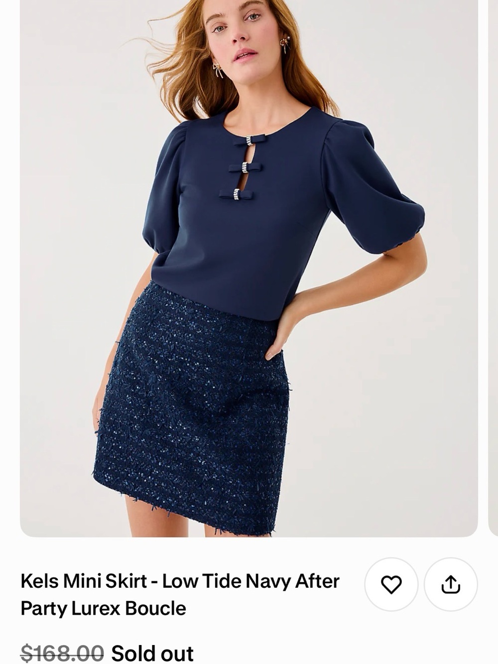 Lilly Pulitzer, NWTs Kels Mini Skirt in Navy Bouclé sequins size 4